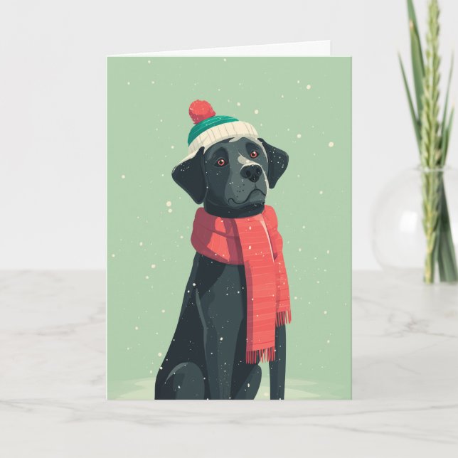 Cartão Black Lab Holiday Greeting (Frente)
