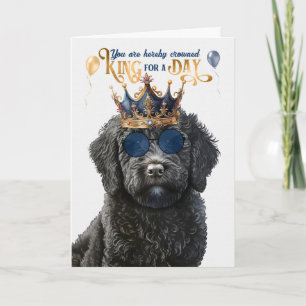 Cartão Black Labradoodle King para um dia de aniversário