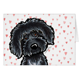 Cartão Black Labradoodle Puppy Love
