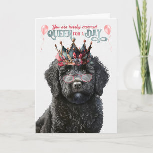 Cartão Black Labradoodle Queen para um dia de aniversário