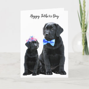 Cartão Black Labrador Father's Day Dog Dad - Cute Puppy