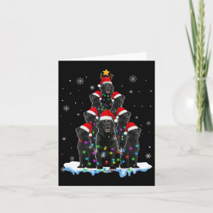 Cartão Black Labrador Papai noel Árvore de Natal Luzes Xm