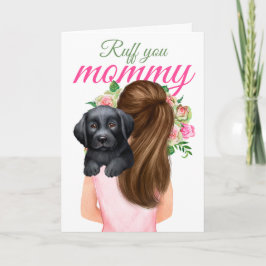 Cartão Black Labrador Puppy Com Mulher Ruff Sua Mamãe
