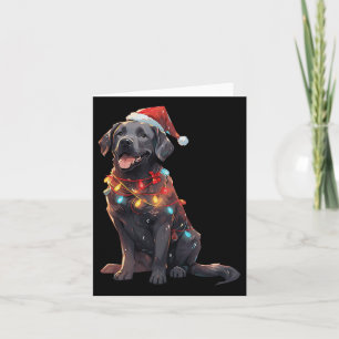 Cartão Black Labrador Retriever Santa Hábito Luz de Natal