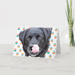 Cartão Black Labrador - Você disse Cupcakes Aniversário?