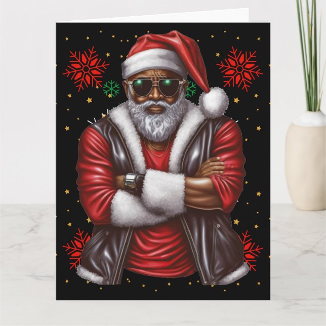 Cartão Black Man Melanin Natal Santa Claus Ugly Xmas (Frente)