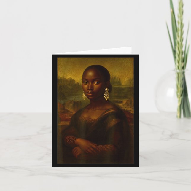 Cartão Black Mona Lisa Afro African Melanin Black History (Frente)