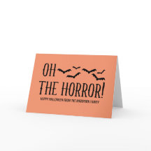Black Oh The Horror Halloween Greeting Card