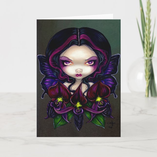 Cartão "Black Orchid Fairy" Greeting Card (Frente)