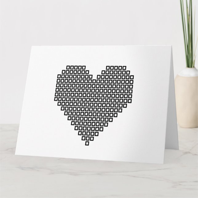 Cartão Black pixel heart (Frente)