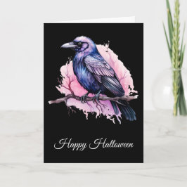 Cartão Black Raven em um Halloween de ilustração de ramif