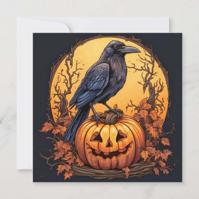 Cartão Black Raven Happy Halloween (Frente)