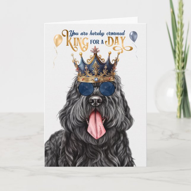 Cartão Black Russo Terrier King para um Aniversário do Di (Frente)