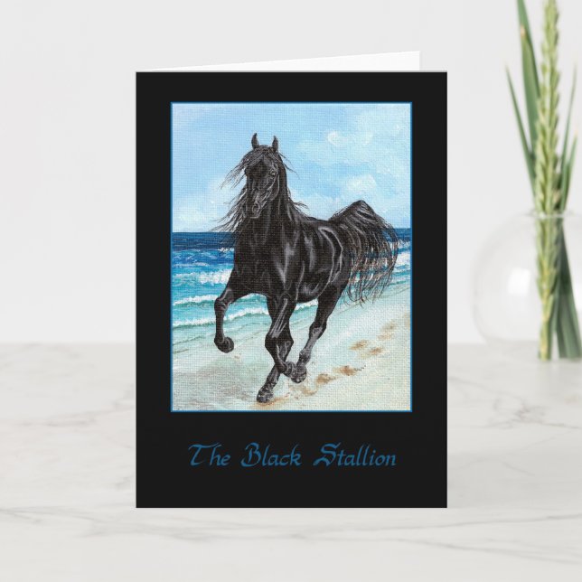 Cartão Black Stallion Arabian horse greeting card (Frente)