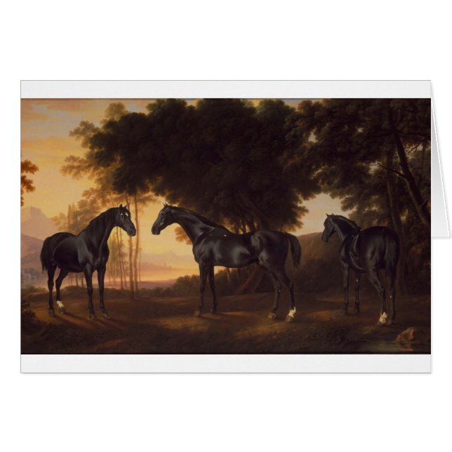 Cartão Black Stallions pinta por George Stubbs (Frente Horizontal)