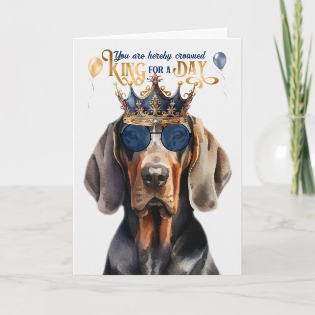 Cartão Black Tan Coonhound King para um aniversário engra (Frente)