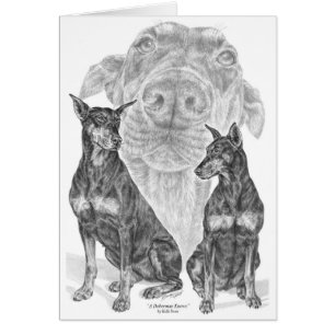 Cartão Black/Tan Doberman Pinscher Dog Art de Kelli Swan