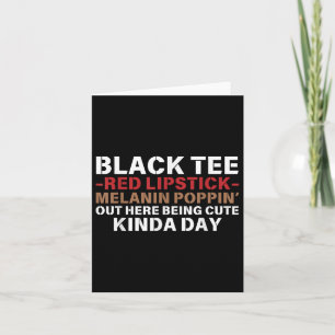 Cartão Black Tee Red Lipstick Melanin Brown Skin Black Hi