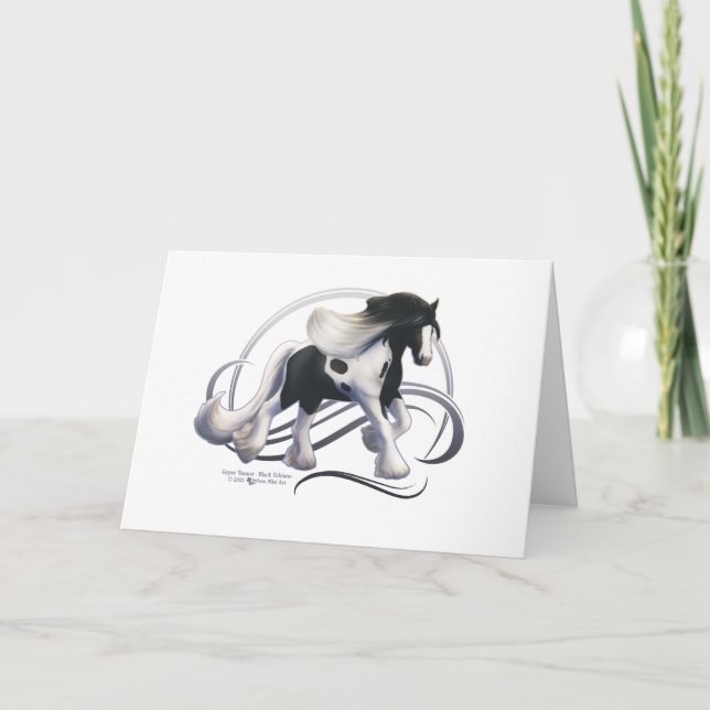 Cartão Black Tobiano Gypsy Vanner Horse (Frente)