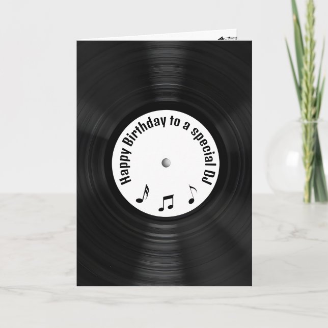 Cartão Black Vinyl Record for DJ's Birthday (Frente)