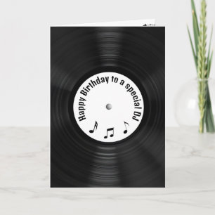 Cartão Black Vinyl Record for DJ's Birthday