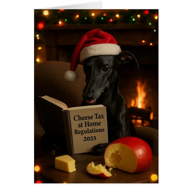 Cartão Black Whippet 'Cheese Tax' Christmas card (Frente)
