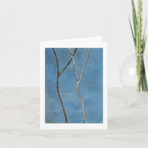 Cartão Black & white branches on blue abstract painting