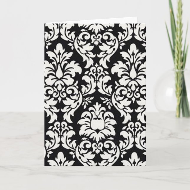 Cartão Black & White Damask (Frente)