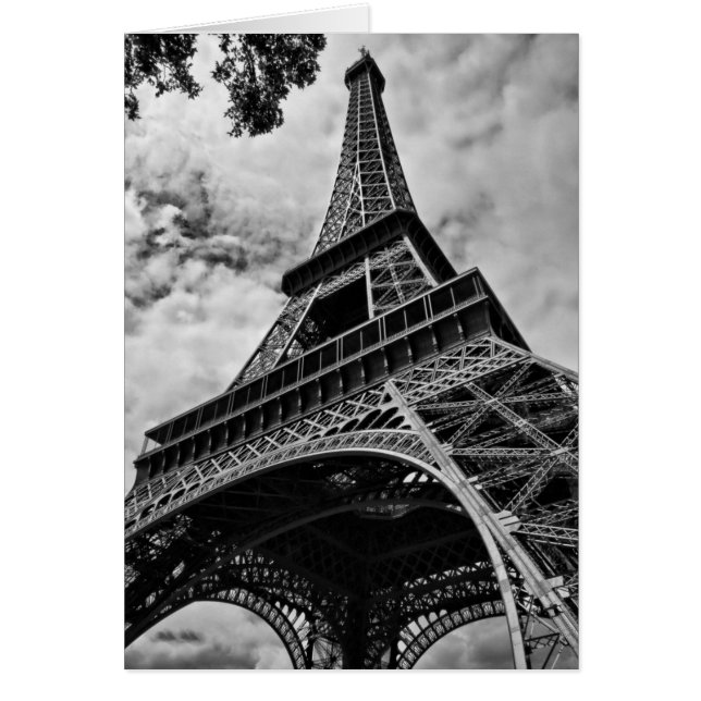 Cartão Black White Eiffel Tower Paris Europe Viagem (Frente)