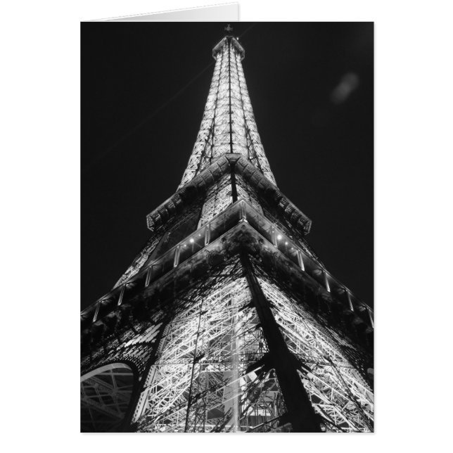 Cartão Black White Eiffel Tower Paris Europe Viagem (Frente)