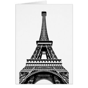 Cartão Black White Eiffel Tower Paris França Art Trabalho