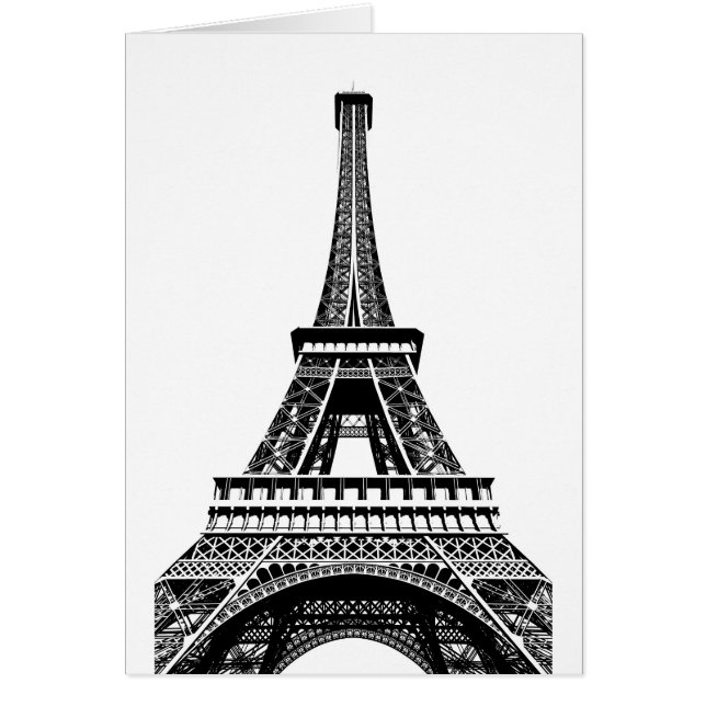 Cartão Black White Eiffel Tower Paris França Art Trabalho (Frente)