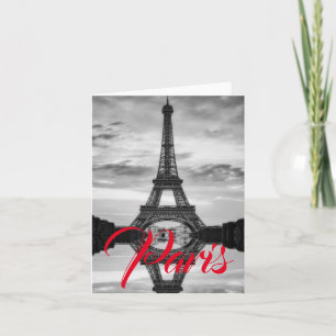 Cartão Black White Eiffel Tower Paris Love City Viagem