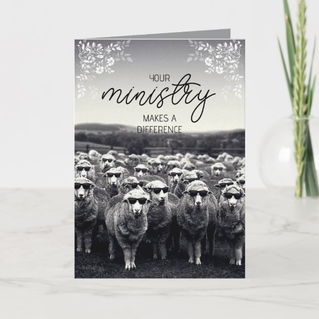 Cartão Black & White Humorous Pastor Appreciation Card (Frente)