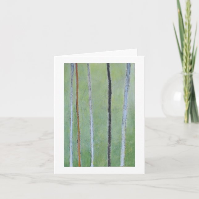 Cartão Black & white lines on green abstract painting (Frente)