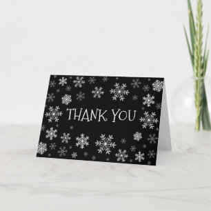 Cartão Black & white Snowflake Winter Fold Thank You Card