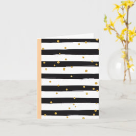 Cartão Black White Stripes with Gold Confetti Pattern