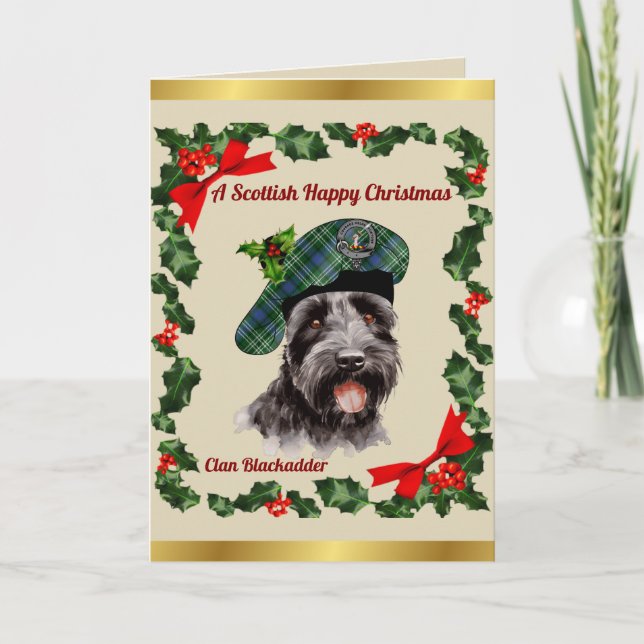 Cartão Blackadder Scottie Dog Personalizado Xmas (Frente)