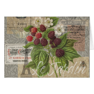 Cartão Blackberry Floral Garden Fllower Butfly Art