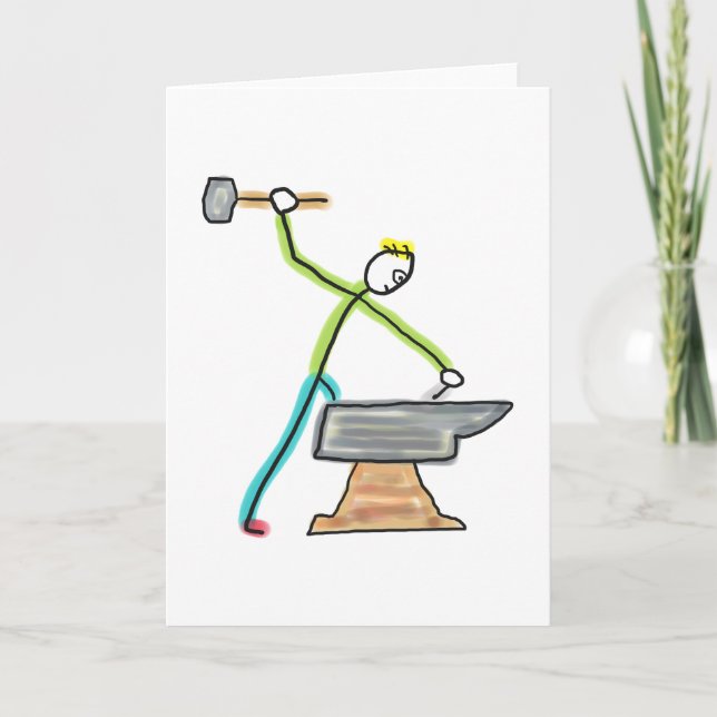 Cartão Blacksmithing Stickman (Frente)