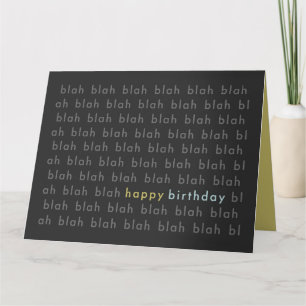 Cartão Blah Blah Feliz Aniversário Tipografia Card