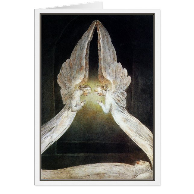 Cartão Blake/Convite: Cristo Guardado por Anjos po (Frente)