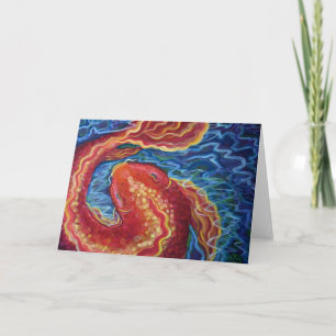 Cartão Blank Art greeting card, original art koi fish