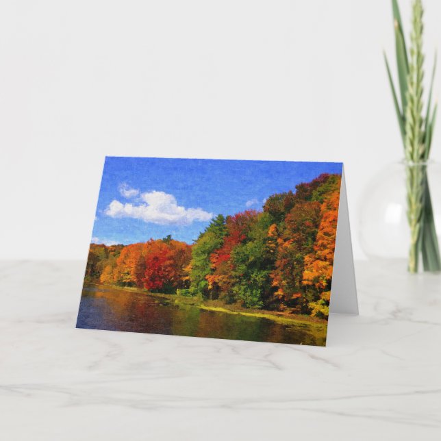 Cartão Blank Autumn Landscape Scene Greeting Card (Frente)