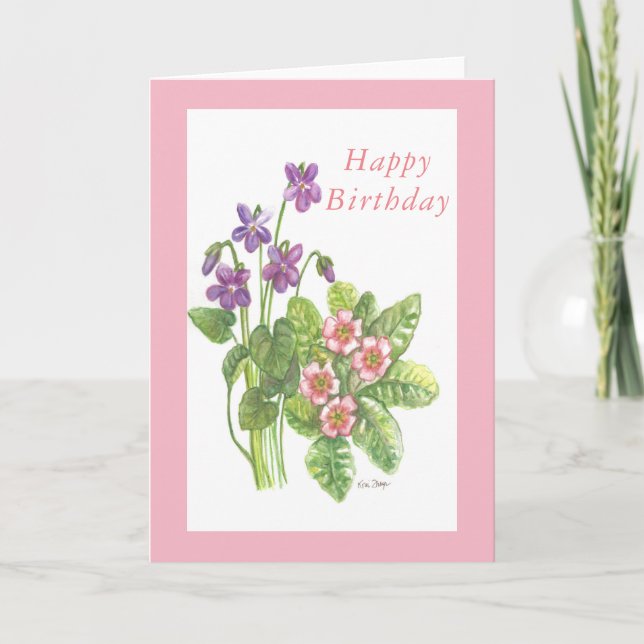 Cartão Blank birthday card February birth flowers (Frente)