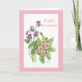 Cartão Blank birthday card February birth flowers