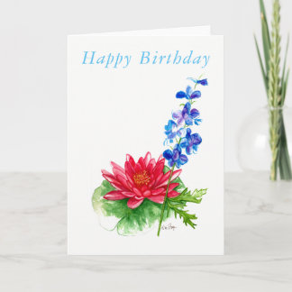 Cartão Blank birthday card July birth flowers