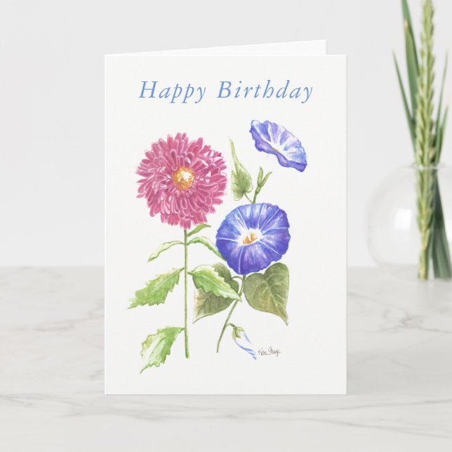 Cartão Blank birthday card September birth flowers (Frente)