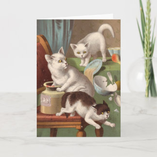 Cartão Blank card - Naughty Cat series - Cats in a jam