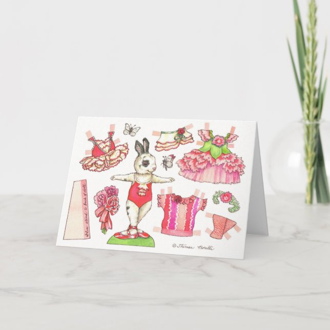 Cartão Blank Carnation Paper Doll Card (Frente)